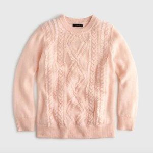 J. Crew Cable Crewneck Sweater with Fringe